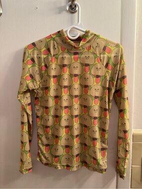 Tuesday of California - Sheer turtleneck top - Mushroom print - Small